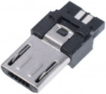 Штекер micro-USB 5pin прямой с корпусом и кабельным вводом