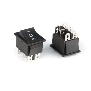 Переключатель черный KCD4, DPDT (ON-OFF-ON), 250В/16А