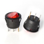 Перемикач круглий з підсвіткою, KCD1-201-3P, ON-OFF, 3-х контактний, 6A, 220V, червоний