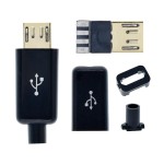 Штекер micro-USB 4pin прямой с корпусом и кабельным вводом