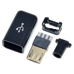 Штекер micro-USB 4pin прямой с корпусом и кабельным вводом
