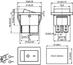 Переключатель с подсветкой желтый KCD4, DPDT (ON-OFF-ON), 250В/16А