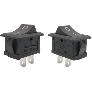 Переключатель черный KCD1, SPST (ON-OFF), 250В/6А