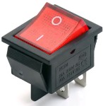 Вимикач з підсвічуванням червоний KCD4, DPST (On-Off), 250В/16A