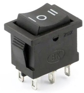 Переключатель KCD1 ON-OFF-ON (6A 250В) 6 pin (черный)