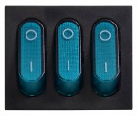 Переключатель 3-х клав. синий с подсветкой KCD2-3101N BL/B 220V