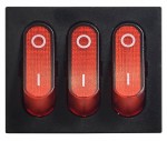 Переключатель 3-х клав. красный с подсветкой KCD2-3101N R/B 220V