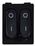 Переключатель 2-х клав. черный с подсветкой KCD2-5-2101N B/B 220V