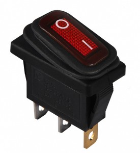 Переключатель 1-клав. влагозащитный красный с подсветкой KCD3-101NW R/B 220V