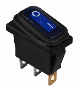 Переключатель 1-клав. влагозащитный синий с подсветкой KCD3-101NW BL/B 220V