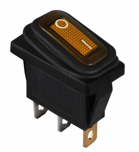 Переключатель 1-клав. влагозащитный желтый с подсветкой KCD3-101NW R/B 220V