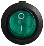Переключатель 1-клав. круглый зеленый с подсветкой KCD1-5-101N GR/B 220V