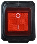 Переключатель 1-клав. влагозащищенный красный с подсветкой KCD2-201NW R/B 220V
