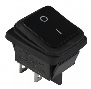 Переключатель 1-клав. влагозащитный черный KCD2-201W B/B 220V
