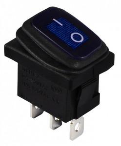 Переключатель 1-клав. влагозащищенный синий с подсветкой KCD1-2-101NW BL/B 220V