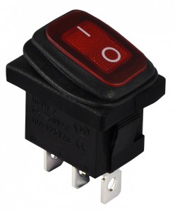 Переключатель 1-клав. влагозащищенный красный с подсветкой KCD1-2-101NW R/B 220V