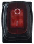 Переключатель 1-клав. влагозащищенный красный с подсветкой KCD1-2-101NW R/B 220V