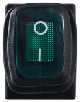 Переключатель 1-клав. влагозащищенный зеленый с подсветкой KCD1-2-101NW GR/B 220V
