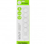 Подовжувач мережі PATRON 1.8м 250В 10А 5 розеток, білий