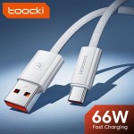 Кабель USB Toocki Type-A/Type-C 1.5м білий (66W)