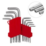 Набір Г-образних ключів TORX з отвором 9 шт. Т10-Т50 Cr-V INTERTOOL HT-0604