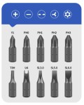 Ручная отвертка с трещеткой, изгибом 90° и набором бит 11 в 1 UF-TOOLS